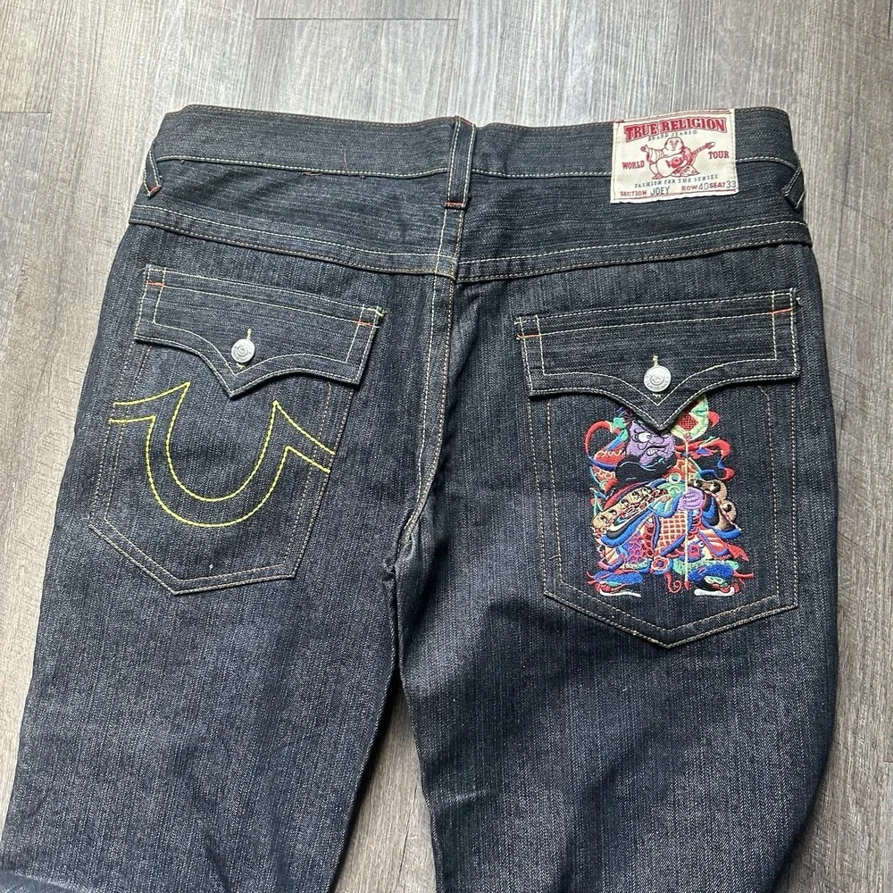 True‎ Religion Men's Jeans JOEY  40 X 33 HINDU Warrior Embroidery Rare Grail EXC